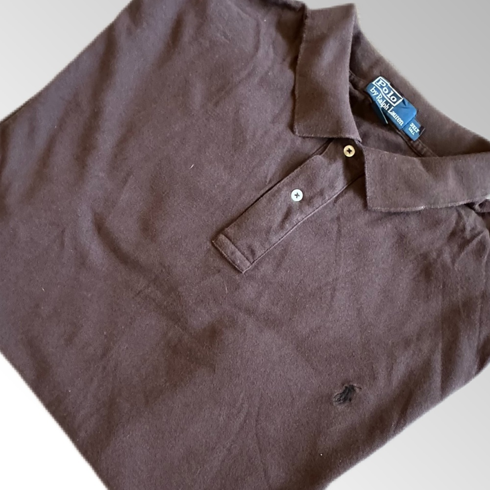 Polo Ralph Lauren Shirt Men's 3XLT Tall Chocolate Brown Pique Polo Black Pony